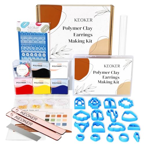 Keoker Polymer Clay Jewelry Making Kit, 103 PCS Clay Earring Making Kit for Teens and Adults, Fashion Designer Kits, Polymer Clay Earrings Kit Crafts, Great Gifts - color: basis