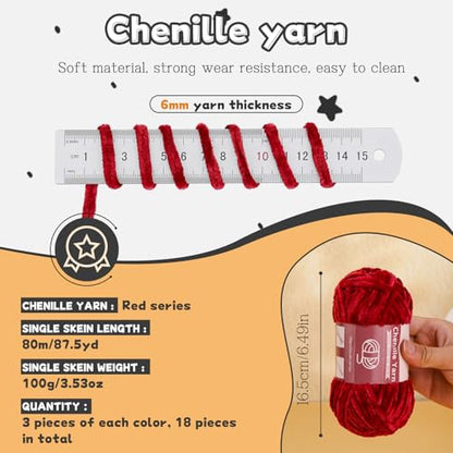 LUNARM Chenille Yarn for Crochet Knitting Chunky Blanket Velvet Yarn - color: 18 Skeins-Pink Series