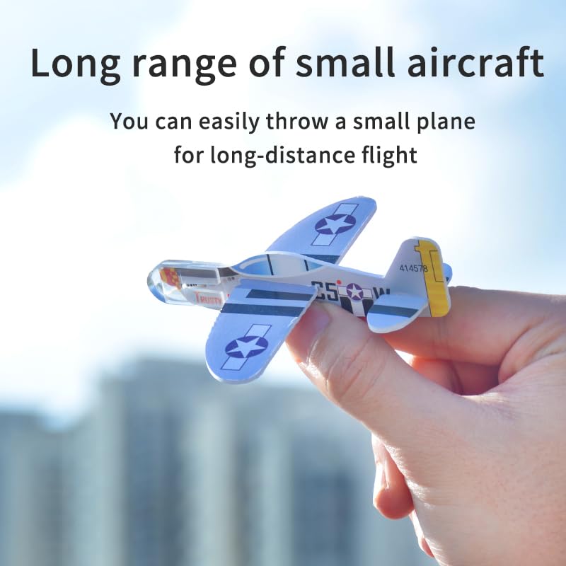 LUCKY GUESS Foam Glider Planes, 50 PCS Assorted Paper Airplanes for Kids