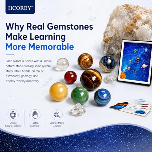 Solar System Project Kit for Kids 8-12, 8 Real Gemstone Planets
