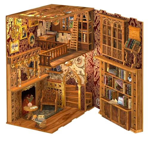 Fsolis Book Nook Kit, 3D Wooden Puzzles for Adults (Eternal Bookstore) - color: Eternal Bookstore