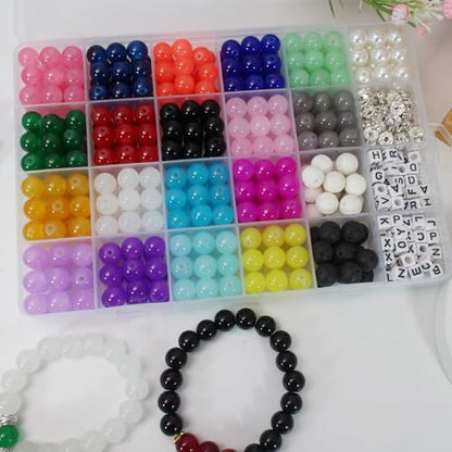 10mm Assorted Glass Beads 626pcs Kit for Jewelry Making - size: 10mm Mixed Set