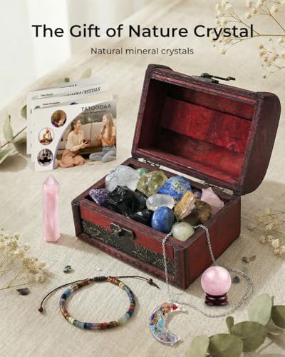 Crystals and Healing Stones Set, Chakra Healing Crystals, 7 Chakra Stones Set, Chakra Bracelets, Rose Crystal Wand and Ball, Reiki Energy Balance and Protection, Relief Anxiety Stress Gifts for Women - color: Colorful (Set 13)