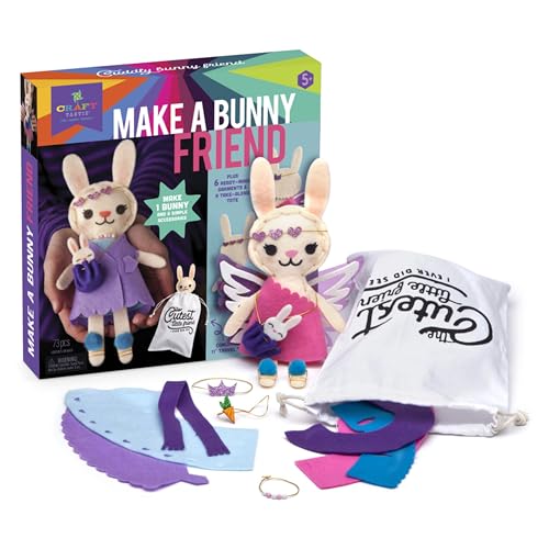 Craft-tastic – Make a Bunny Friend Craft Kit – Learn to Make 1 Easy-to-Sew Stuffie with Clothes & Accessories - style: Make a Bunny Friend Craft Kit