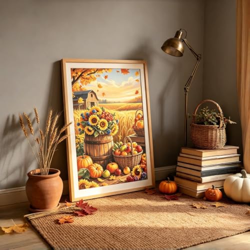 5D Fall Pumpkin Sunflower Diamond Art kits for Adults Beginners 12x16inch - color: KM1281-1