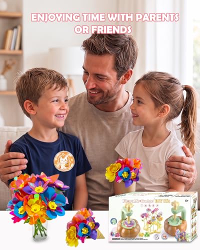 Rainbow World 2 in 1 Fabric Flower Press for Kids, DIY Flower Bouquet Kit with Button Maker, Embossing Tool STEM Toy, Screen-Free Activity for 4-8 Girls Boys - color: Dark brown