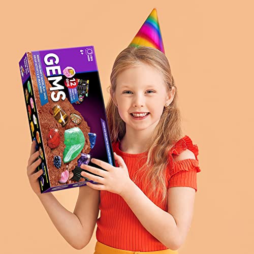 Gem Mining Kit, 12 Crytal Rock with Tools, STEM Toy 6-12 - color: Gemstone Dig Kit