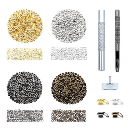 SEMINI 800 Sets 4 Colors 3.5mm Grommet Eyelet Kit with Install Tool Kit - color: 4 Color,3.5mm,800Set