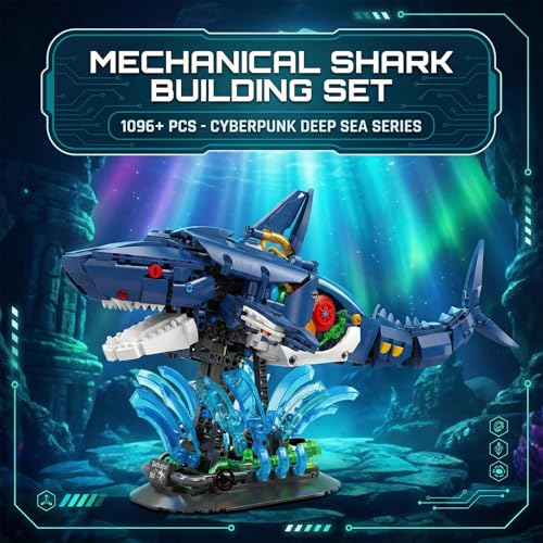 Mechanical Shark Building Set with Crank Gear - color: Shark
