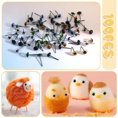 TOAOB 100pcs 4mm Glass Eyes Kits Mixed Colors for Crafts Needle Felting Bears Dolls Decoys Sewing - size: 4mm
