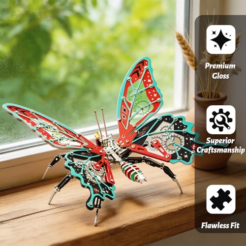 FILASLFT 3D Metal Puzzles for Adults,Mechanical Butterfly 3D Puzzles - color: D3-butterfly-red