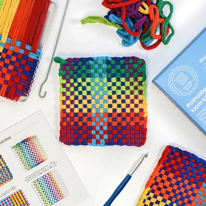 Friendly Loom 7” Traditional Potholder Weaving Kit | Sturdy Metal Loom and Quality Cotton Weaving Loops in Rainbow Colors | Complete Kit to Weave 2 Functional Potholders | Made in the USA