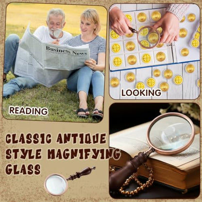 Yunsailing 2 Pack 10x Vintage Handheld Magnifying Glass