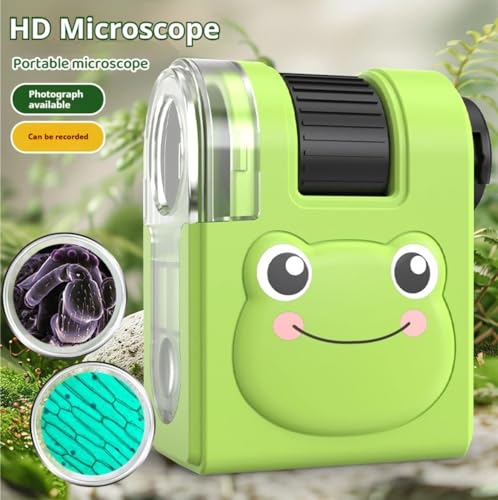 2026 New Kids Pocket Microscope Toy - 60x-80x Handheld Portable Science Kit with LED Light - STEM Educational Gift & Christmas Stocking Stuffer for Boys & Girls Age 3-12 (Green Frog) - style: Frog