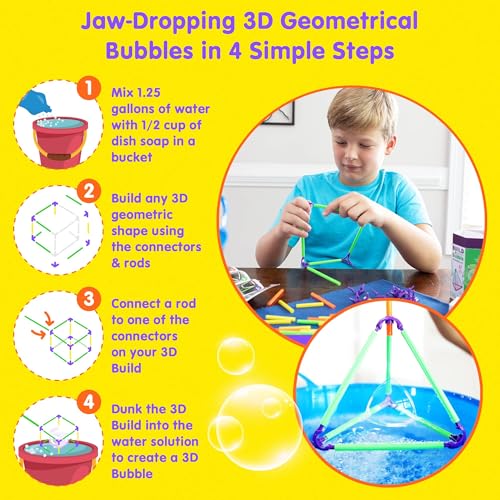 Build A Bubble Montessori 3D Bubble Maker Kit for Kids 8&Up – Fun-Filled, Screen Free Toy - 57-Piece STEM Building Toys Kit– Indoor Educational STEAM Bubble Toys that Help Your Child's Development