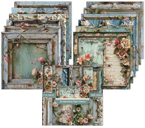 6 x 6 In Scrapbook Paper Pad Cardstock,24 Sheets Garden Pattern Design Floral Decorative Decoupage for Photo Album Card Making Folded Supplies Gift Wrapping Junk Journals DIY Crafts