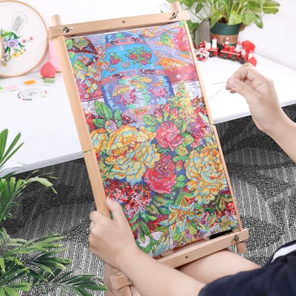 Embroidery Tapestry Scroll Frame, Detachable Cross Stitch Frame, Scroll Embroidery&Quilting Holder for Cross Stitch, Needlepoint, and Sewing Projects (21.45inch*11.8inch)
