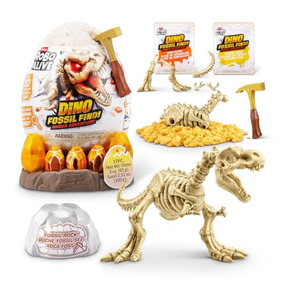 Robo Alive Fossil Find Amber Adventure (T-REX) by ZURU, Surprise Unboxing and Dinosaur Toy for Boys - color: T-rex