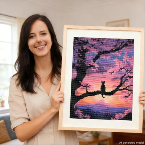 Cherry Blossom Diamond Art Kits for Adults, Flower Diamond Painting Kits - color: HS028-1