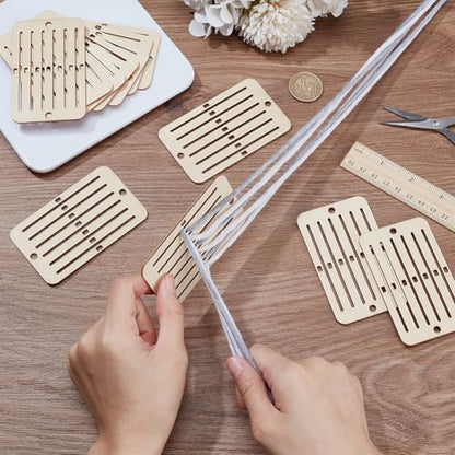 PH PandaHall 12PCS Wooden Weaving Heddle Loom Weaving Tools for Loom, Mini Heddle Loom Backstrap Weaving Loom Darning Loom Scarf Weaving Loom for Bracelet Bag Belt Strap Beginners Moccasin Color - color: Moccasin
