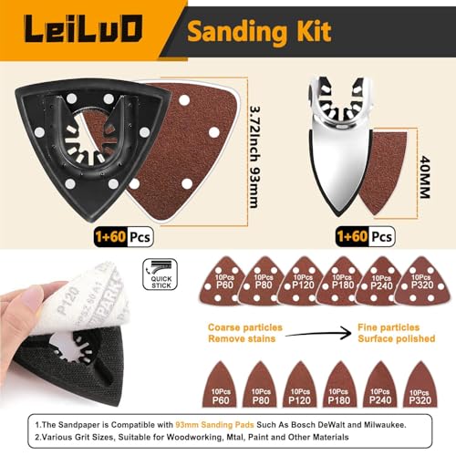 LEILUO 158Pcs Multitool Blades Kit, Oscillating Tool Blades & Saw Blades