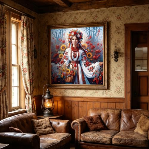 CHWGLFGG 5D Woman Diamond Art Kits for Adults Beginners 13.8x13.8 Inch - color: KM1074-1