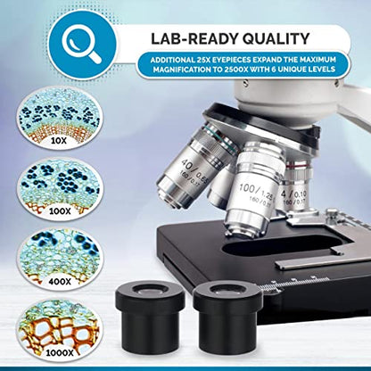 AmScope B120B-E1 Digital Siedentopf Binocular Compound Microscope, 2000X - style: w/ WF10x, WF20x & 1.3MP Camera