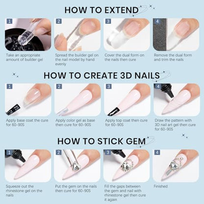 Solid Builder Gel for Nails 3D Nail Sculpture Gel and Nail Rhinestone Glue - color: Clear Clear Clear