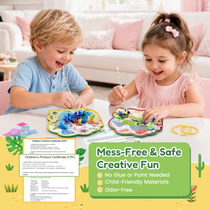 JoyCat Dinosaur Poke Art Kit for Kids, Reusable EVA Boards, Easy to Carry - color: Dinosaur World