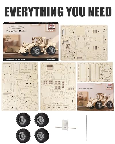 3D Wooden Puzzles Bulldozer Model Car Kits for Adults to Build