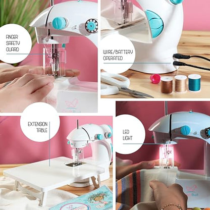 CraftBud Mini Sewing Machine for Beginners, Adults and Kids Sewing Machine - color: White, size: Basic Set