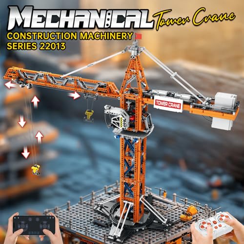 Reobrix Crane Building Blocks Set, Remote Control Tower Crane Model