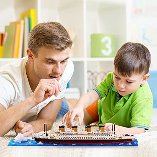 JXRLMB Titanic Ship Model Building Block Set for Adults Cruise Ship MIicro Blocks DIY Educational Toys for Kids Ages of 14+ 1872 Pieces - color: Titanic