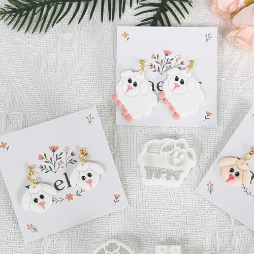 Xaekicr 4PCS Dog & Sheep Clay Cutters – Cute Polymer Clay Earring Cutters Set for Jewelry Making, Animal Clay Tools for DIY Projects, Polymer Clay Molds - color: S color