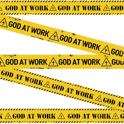 Nuanchu 2 Rolls 3'' x 98 Feet God at Work Caution Tape Party Decorations - style: God at Work Caution