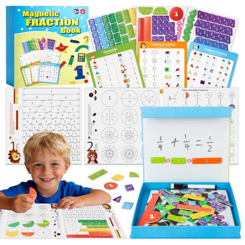 homicozy Magnetic Fraction Playbook for Kids 6-12, Visual Fraction Tiles - color: Blue