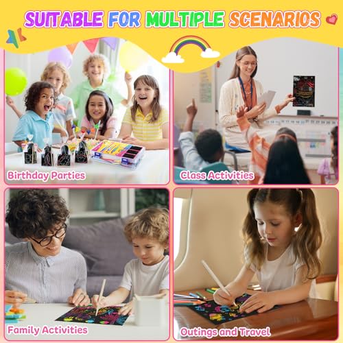 240 Sheets Rainbow Scratch Paper, Scratch Art for Kids Ages 4 5 6 7 8 9 10 - color: 240 Sheets