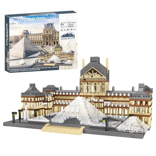 CSNRHG Paris Louvre Museum Model Building Blocks Set Micro Bricks World Famous Architecture Educational Toys for Kids Adults 3377 Piece Birthday - style: Louvre Museum