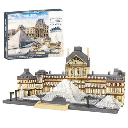 CSNRHG Paris Louvre Museum Model Building Blocks Set Micro Bricks World Famous Architecture Educational Toys for Kids Adults 3377 Piece Birthday - style: Louvre Museum