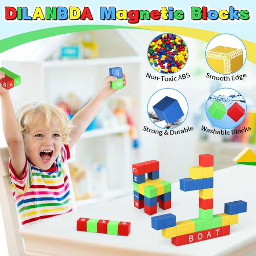 1 Inch Large Magnet Cube for Kids Toddler, Magnetic Blocks Gifts for Boys Girls , Letter Alphabet Sensory STEM Toy Science Kit, Number Construction 3D Puzzle Learning Toy Classroom Must Have 32 Pack