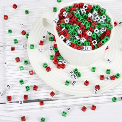 Augshy 1400 Pcs Christmas Letter Beads for Jewelry Making, Alphabet Bead - color: Red Green White