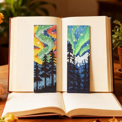 ACRNIGHEET 6PCS Cross Stitch Bookmark Kit for Beginner Stamped Cross Stitch Kits for Adults Nordic Landscapes DIY Embroidery Bookmark Kits Needlepoint Kit with Instructions Craft Gift 8.5''x3'' 11CT - style: Landscape Patterns 3