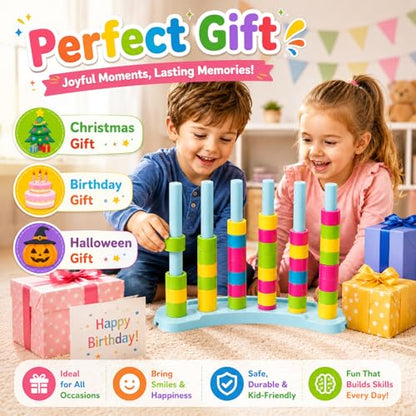 Color Matching Stacking Game, Fast Pattern Challenge for 2 Players+ - size: 1 Pack Stacking Game