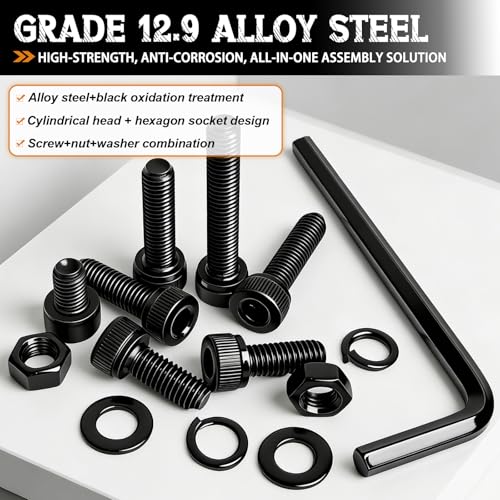 mankk 304PCS M5 Bolts Assortment Kit, Hex Socket Head Cap Screws Nuts - size: M5, style: Hex Socket Cap