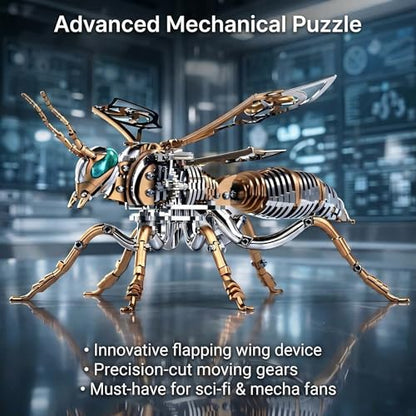 3D Metal Puzzles for Adults, Mechanical Bee Insect Model Kit - color: Bee-rose-gold
