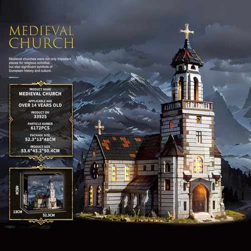 Medieval Cathedral - Building Blocks,6172 PCS Modular Church for Adults - style: Medieval Cathedral