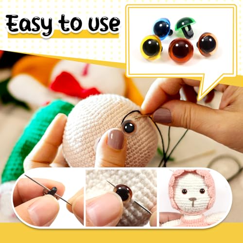 TOAOB 20pcs Sew On Safety Eyes Buttons 9mm 5 Colors Plastic Mushroom Domed Sewing Crafting Eyes for DIY Stuffed Animals Amigurumis Crochet Doll Making - size: 9mm