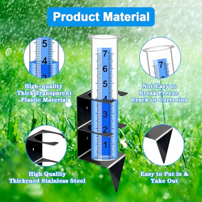 Rain Gauge Outdoor, 7" Capacity Large Rain Gauge Outdoors (Black) - color: Black