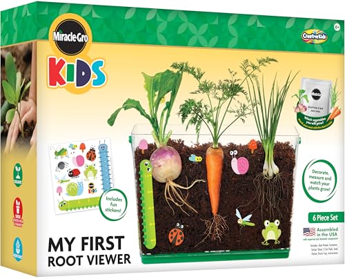 Creative Kids Miracle GRO Root Viewer Garden Kit - Educational STEM Set with Soil & Seeds for Kids Age 6+, Plant Growing Science Lab - style: My First Root Viewer