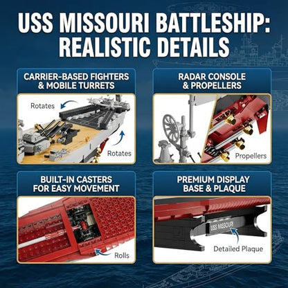 USS Missouri - Battleship Building Blocks,2228 PCS Model Toy for Adults - style: USS Missouri